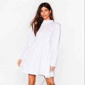 Never worn Nasty Gal White Long Sleeve Dress size 8